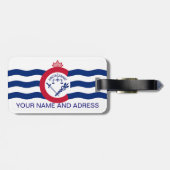 Gepäckmarke mit der Flagge von Cincinnati City, US Gepäckanhänger (Rückseite horizontal)