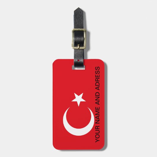 Gepäckmarke mit der türkischen Flagge Gepäckanhänger (Vorderseite vertikal)