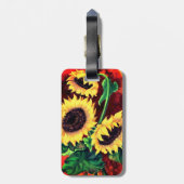 Gepäckmarke mit drei Sonnenblumen - Malerei Gepäckanhänger (Rückseite vertikal)