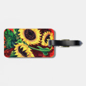 Gepäckmarke mit drei Sonnenblumen - Malerei Gepäckanhänger (Rückseite horizontal)