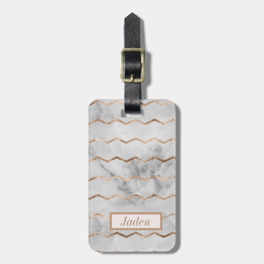 Gepäckmarke mit elegantem geometrischem Marmorstil Gepäckanhänger (Vorderseite vertikal)