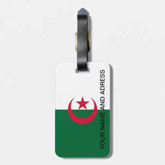 Gepäckmarke mit Flagge Algeriens Gepäckanhänger (Rückseite vertikal)