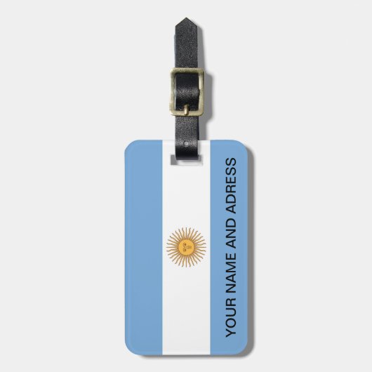 Gepäckmarke mit Flagge Argentiniens Gepäckanhänger (Vorderseite vertikal)