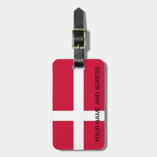 Gepäckmarke mit Flagge Dänemarks Gepäckanhänger (Vorderseite vertikal)