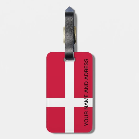 Gepäckmarke mit Flagge Dänemarks Gepäckanhänger (Rückseite vertikal)