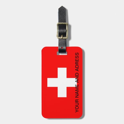 Gepäckmarke mit Flagge der Schweiz Gepäckanhänger (Vorderseite vertikal)