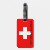 Gepäckmarke mit Flagge der Schweiz Gepäckanhänger (Rückseite vertikal)