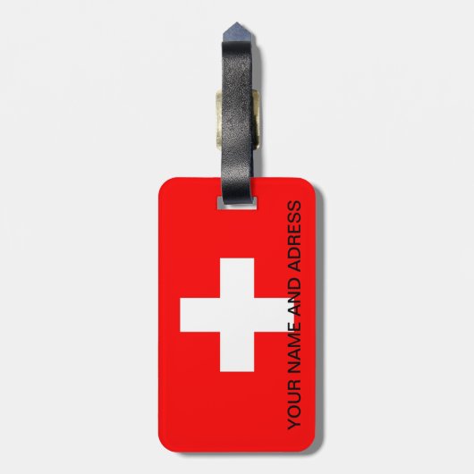 Gepäckmarke mit Flagge der Schweiz Gepäckanhänger (Rückseite vertikal)