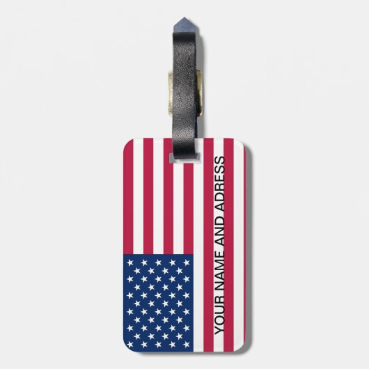 Gepäckmarke mit Flagge der USA Gepäckanhänger (Rückseite vertikal)