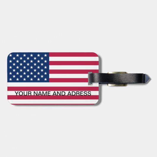 Gepäckmarke mit Flagge der USA Gepäckanhänger (Rückseite horizontal)
