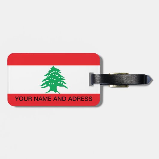 Gepäckmarke mit Flagge des Libanon Gepäckanhänger (Rückseite horizontal)