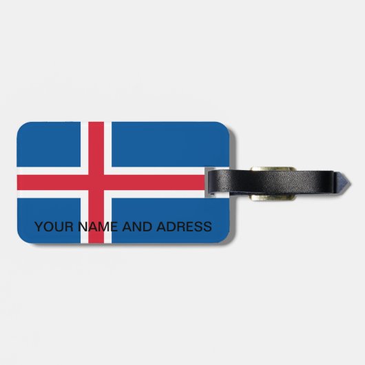 Gepäckmarke mit Flagge Islands Gepäckanhänger (Rückseite horizontal)