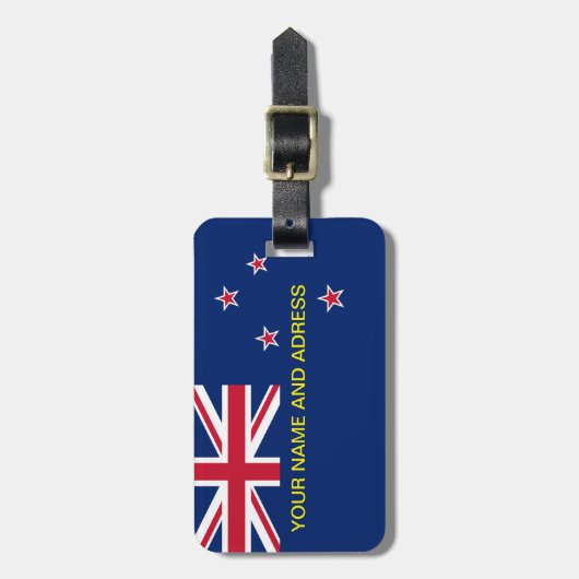 Gepäckmarke mit Flagge Neuseelands Gepäckanhänger (Vorderseite vertikal)