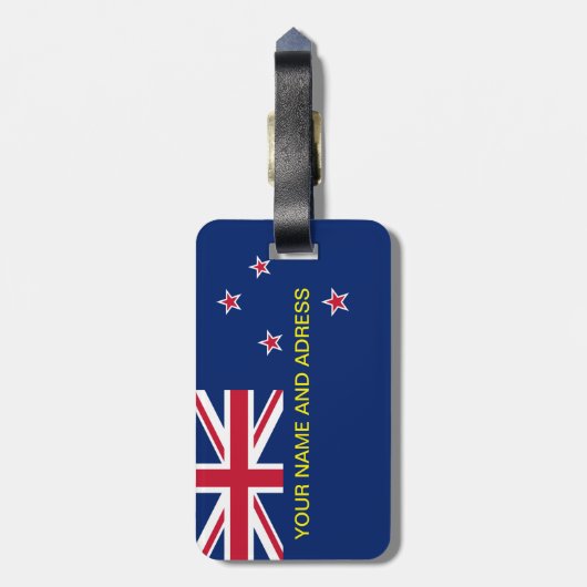 Gepäckmarke mit Flagge Neuseelands Gepäckanhänger (Rückseite vertikal)