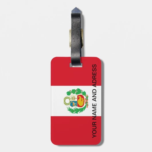 Gepäckmarke mit Flagge Perus Gepäckanhänger (Rückseite vertikal)