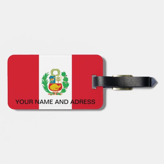 Gepäckmarke mit Flagge Perus Gepäckanhänger (Rückseite horizontal)