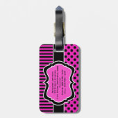Gepäckmarke mit rosa, schwarz, weiß gestreiften Po Gepäckanhänger (Rückseite vertikal)