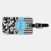 Gepäckmarke mit schwarzem, weißem, blauem Streifen Gepäckanhänger (Vorderseite horizontal)