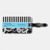 Gepäckmarke mit schwarzem, weißem, blauem Streifen Gepäckanhänger (Rückseite horizontal)