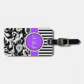Gepäckmarke mit schwarzem, weißem, Lila gestrichen Gepäckanhänger (Vorderseite horizontal)