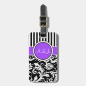 Gepäckmarke mit schwarzem, weißem, Lila gestrichen Gepäckanhänger (Vorderseite vertikal)