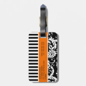 Gepäckmarke mit schwarzer, weißer, orangestrichene gepäckanhänger (Rückseite vertikal)