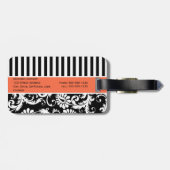 Gepäckmarke mit schwarzer, weißer, orangestrichene gepäckanhänger (Rückseite horizontal)