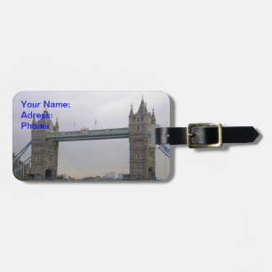 Gepäckmarke mit Tower Bridge über der Themse Gepäckanhänger