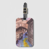 Gepäckmarke mit Venedig-Kanälen in Watercolor Gepäckanhänger (Vorderseite Vertikal)