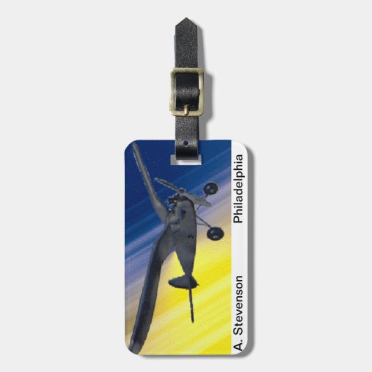 Gepäckmarke - Modellflugzeug Gepäckanhänger (Vorderseite vertikal)