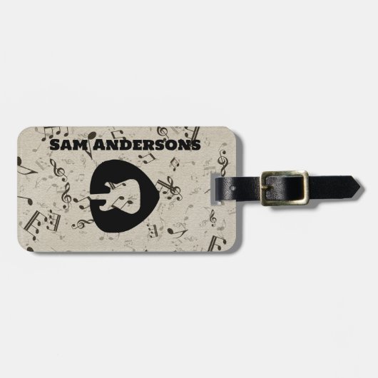 Gepäckmarke Rock and Roll Guitar Sound Wave Gepäckanhänger (Vorderseite horizontal)
