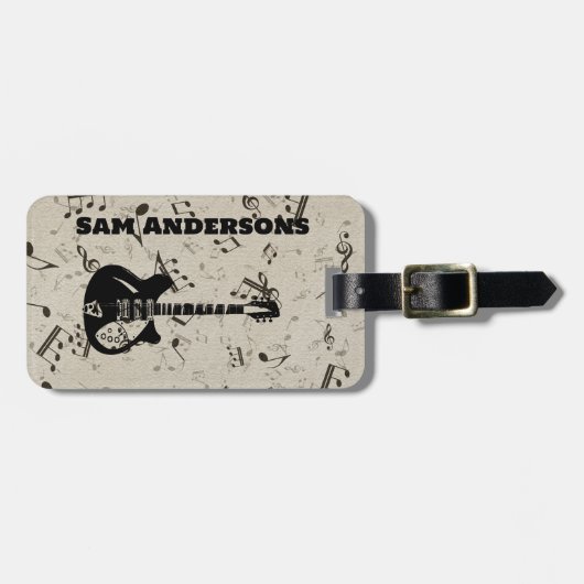 Gepäckmarke Rock and Roll Guitar Sound Wave Gepäckanhänger (Vorderseite horizontal)