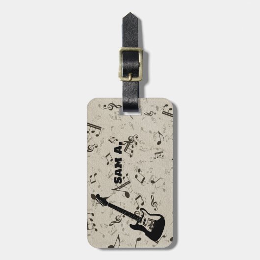 Gepäckmarke Rock and Roll Guitar Sound Wave Gepäckanhänger (Vorderseite vertikal)