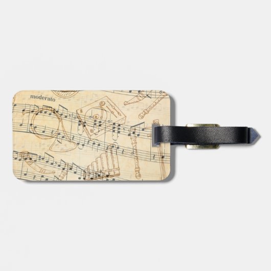 Gepäckmarke Rock and Roll Guitar Sound Wave Gepäckanhänger (Rückseite horizontal)