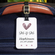 Gepäckmarke - Rosa Glitzer Herzchen