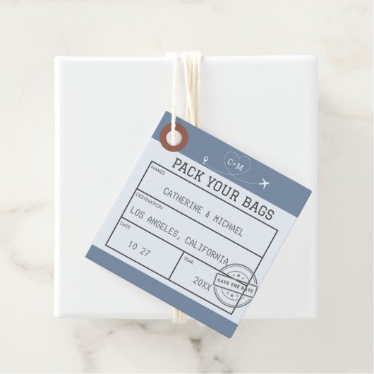 Gepäckmarke Save the Date Geschenkanhänger (Beispiel)