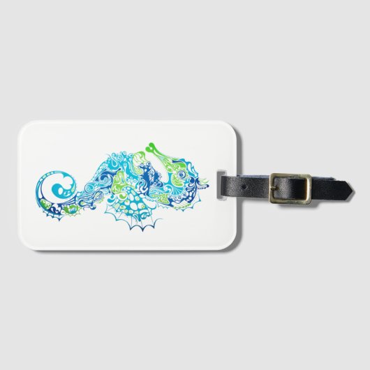 Gepäckmarke-Seepferd Gepäckanhänger (Vorderseite (Horizontal))