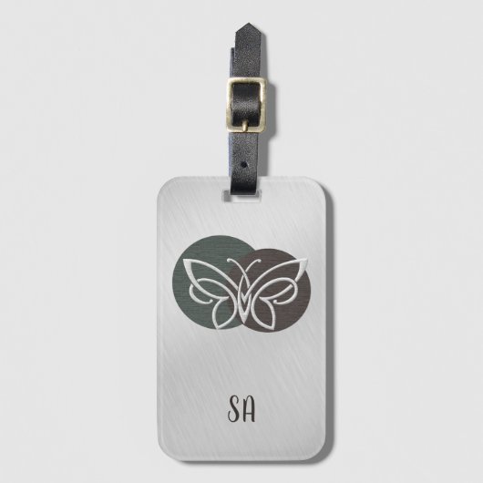 Gepäckmarke "Silver Luxury Butterfly" Gepäckanhänger (Vorderseite Vertikal)
