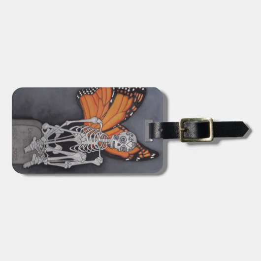 Gepäckmarke Skeleton Day of the Dead Bag ID Gepäckanhänger (Vorderseite horizontal)