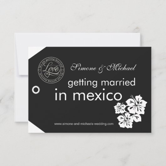 Gepäckmarke Speichern Sie die Daten klassisch schw Save The Date (Rückseite)