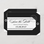 Gepäckmarke Speichern Sie die Daten klassisch schw Save The Date (Vorne/Hinten)