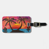 Gepäckmarke - Tropische Insel bei Sonnenuntergang Gepäckanhänger (Vorderseite horizontal)