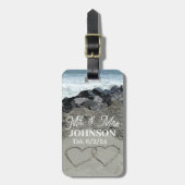 Gepäckmarke - zwei Herzen im Sand Gepäckanhänger (Vorderseite vertikal)