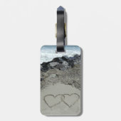Gepäckmarke - zwei Herzen im Sand Gepäckanhänger (Rückseite vertikal)