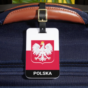 Gepäckmarken in Polen, polnische Flagge Gepäckanhänger
