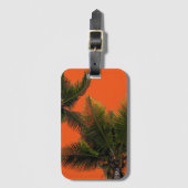 Gepäckmarken Palm Trees Orange Hintergrund Gepäckanhänger (Vorderseite Vertikal)
