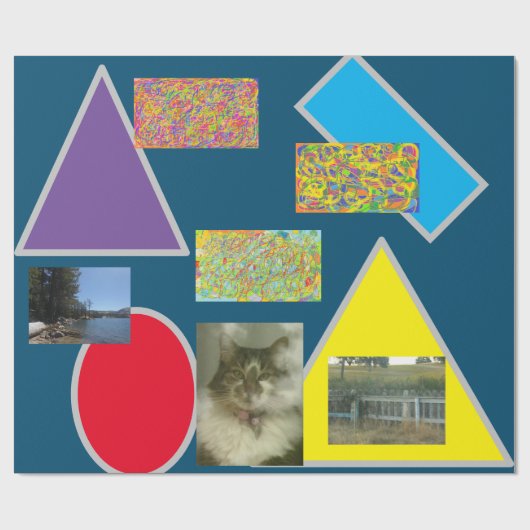 Gepäckmuster mit Katzenbäumen Geschenkpapier (Flach)