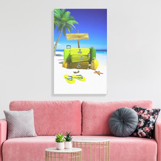 Gepäckstück Set Gestrickte Canvas Print Leinwanddruck (Insitu (Wohnzimmer))