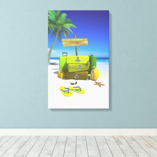 Gepäckstück Set Gestrickte Canvas Print Leinwanddruck (Insitu (Holzboden))