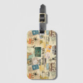 Gepäcktag für Vintage Travel Collage Gepäckanhänger (Vorderseite Vertikal)
